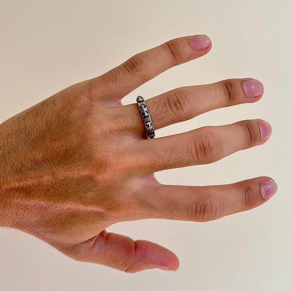 y2k 2000s vintage cross silver ring